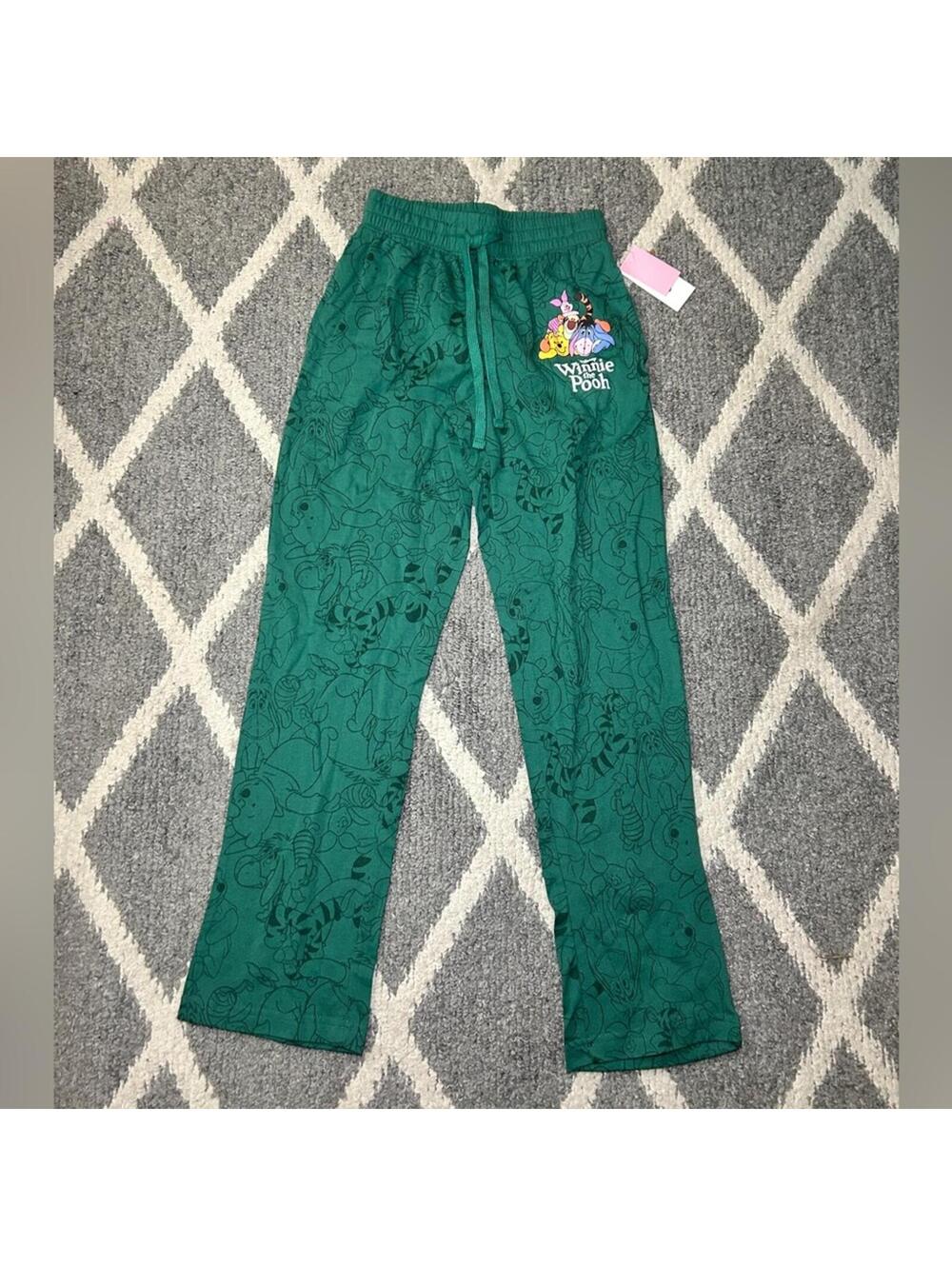 Disney Winnie the Pooh + Friends Cozy Graphic Lounge Pants Green DRAWSTRING XXS